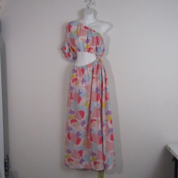 America & Beyond Mixed Floral Maxi Dress Large Cutout Flowy - Picture 1 of 6